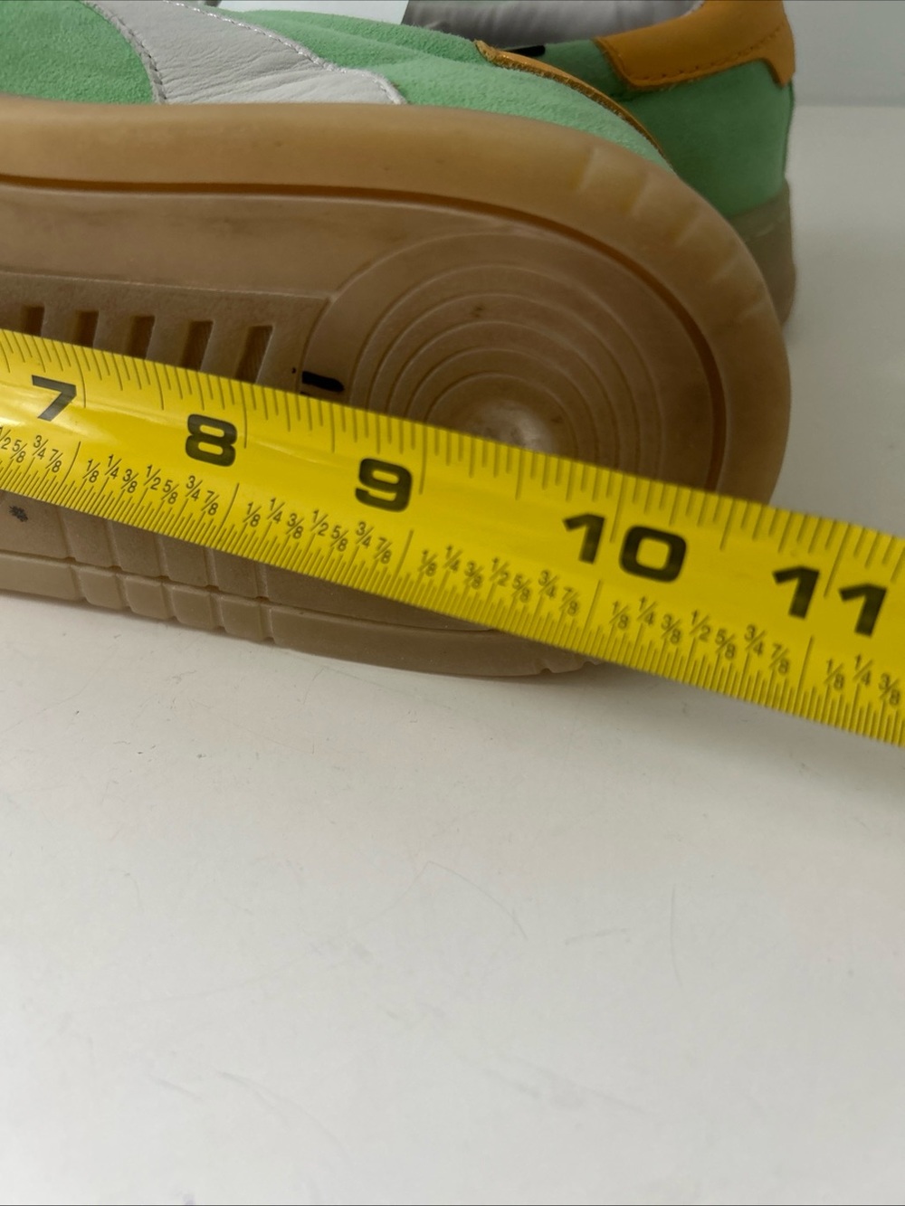 NYC CONCEPTS Suede Green Sneakers with White Stripe & Yellow Accents Size 8 - Picture 15 of 16